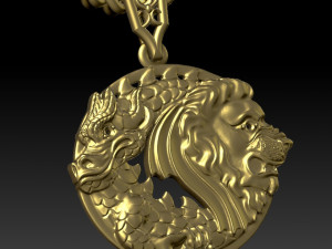 pendant lion and dragon 3D Print Model
