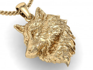 wolf head pendant 3D 프린트 모델