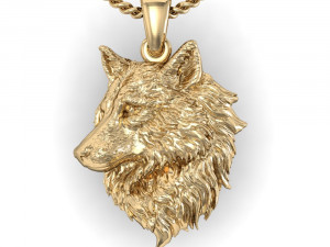 wolf head pendant 3D 프린트 모델