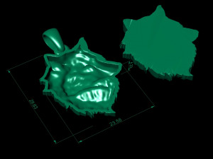 wolf head pendant 3D 프린트 모델