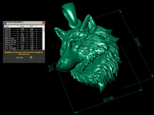 wolf head pendant 3D 프린트 모델