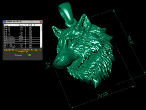 wolf head pendant 3D Print Model