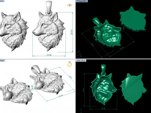 wolf head pendant 3D 프린트 모델