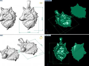 wolf head pendant 3D Print Model