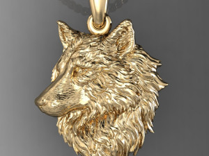 wolf head pendant 3D 프린트 모델