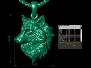 wolf head pendant 3D 프린트 모델