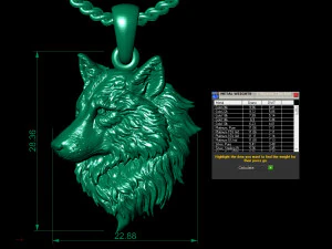 wolf head pendant 3D Print Model