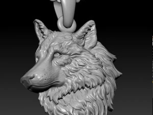 wolf head pendant 3D Print Model