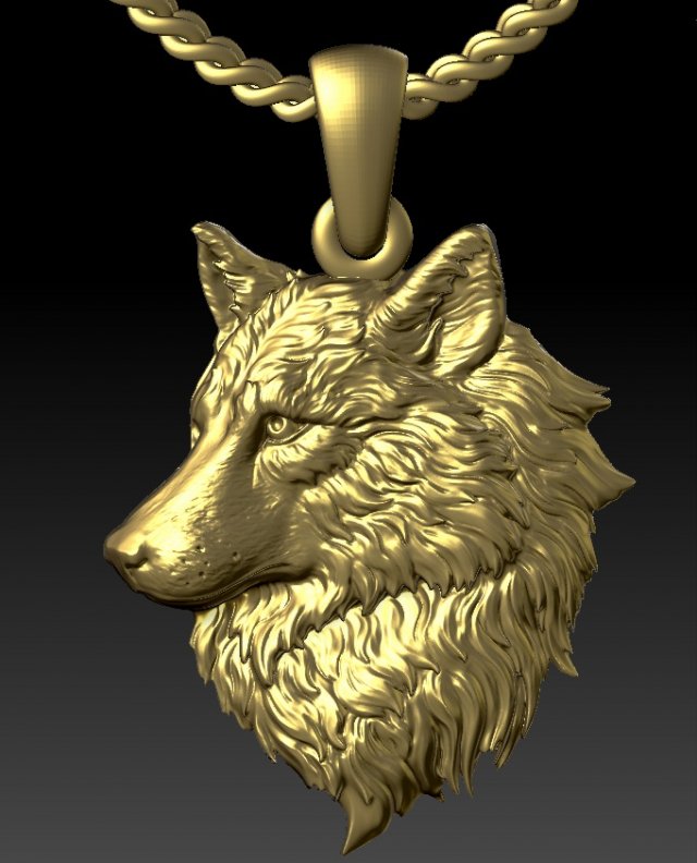 wolf head pendant 3D 프린트 모델 .c4d .max .obj .3ds .fbx .stl .blend 