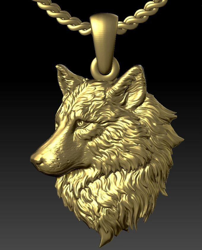 wolf head pendant 3D Print Model .c4d .max .obj .3ds .fbx .stl .blend 