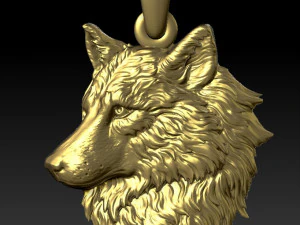 ciondolo con testa di lupo Modello di stampa 3D