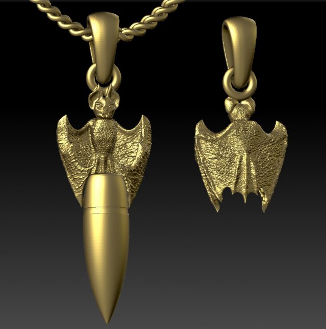pendant bat with bullet Model Cetak 3D .c4d .max .obj .3ds .fbx .stl .blend 
