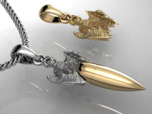 pendant bat with bullet 3D Print Model