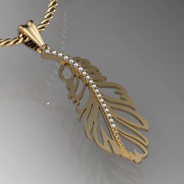 pendant bird feather 3D Print Model .c4d .max .obj .3ds .fbx .stl .blend 