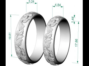 wedding ring with grapes 3D Print Model