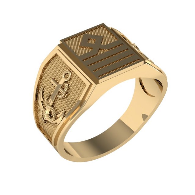 signet ring sea captain 3D Baskı Modeli .c4d .max .obj .3ds .fbx .stl .blend 