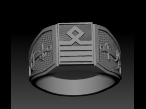 signet ring sea captain 3D Baskı Modeli