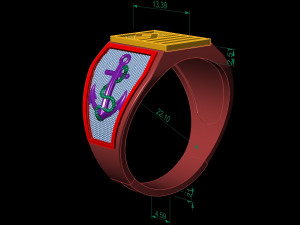 signet ring sea captain 3D Baskı Modeli