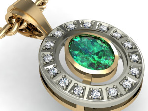 pendant oval with gems 3D-printmodel