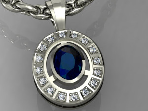 pendant oval with gems 3D-printmodel
