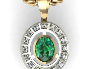 pendant oval with gems 3D-printmodel