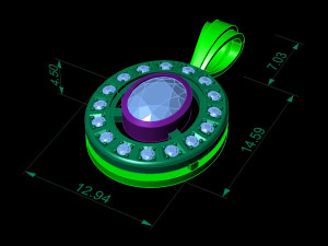 pendant oval with gems 3D-printmodel