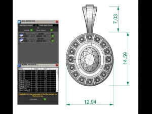 pendant oval with gems 3D-printmodel