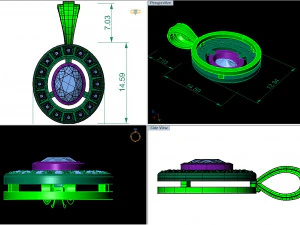 pendant oval with gems 3D Print Model