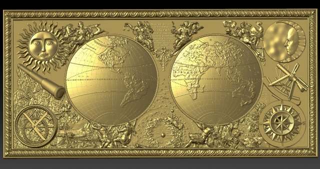 ancient map of the world 3D Model .c4d .max .obj .3ds .fbx .stl .blend 