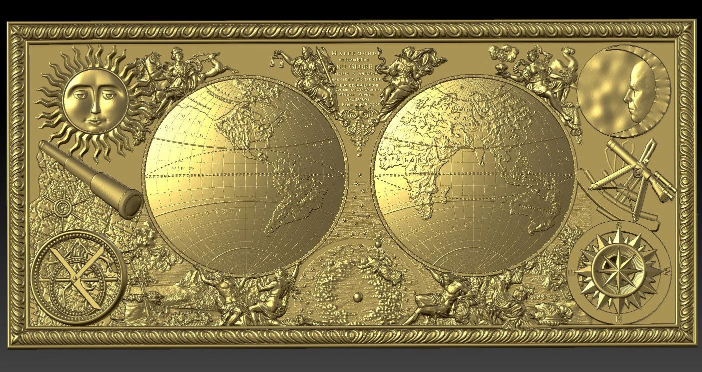 ancient map of the world 3D Model .c4d .max .obj .3ds .fbx .stl .blend 