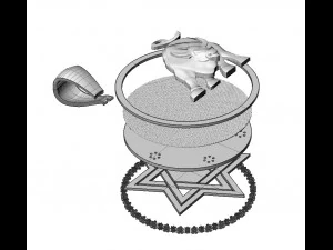 double sided pendant star of david and bull 3D Print Model