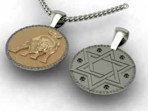double sided pendant star of david and bull 3D Print Model