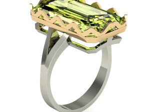 fashion ring with gem 3D Print Model