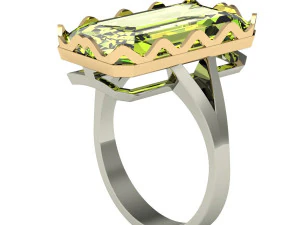 fashion ring with gem 3D Print Model