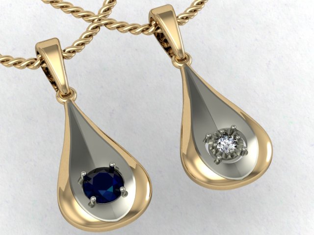 pendant in the form of a drop 3D Baskı Modeli .c4d .max .obj .3ds .fbx .stl .blend 