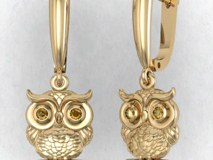 कान की बाली उल्लू 3D प्रिंट मॉडल