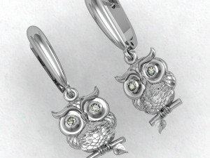 earring owl 3Dプリントモデル