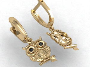 earring owl 3Dプリントモデル