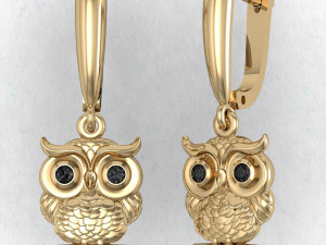 earring owl 3Dプリントモデル