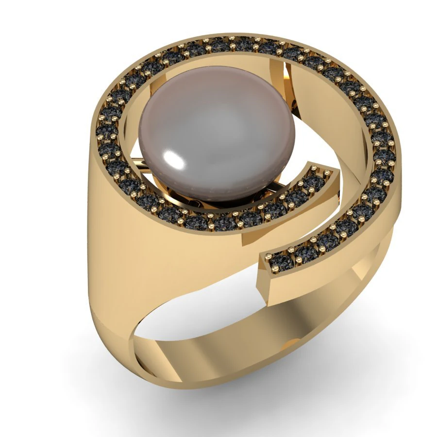 fashion ring with a pearl 3D Print Model .c4d .max .obj .3ds .fbx .stl .blend 