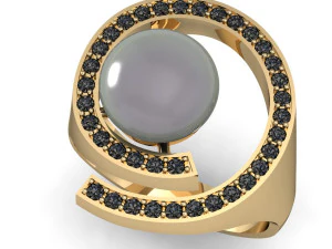 fashion ring with a pearl 3D Print Model