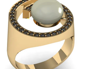 fashion ring with a pearl 3D Print Model