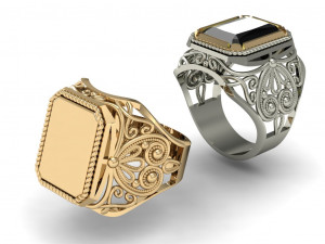 male signet with filigree Modelo de Impressão 3D