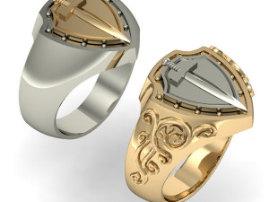 male signet with sword 3D-Druckmodell