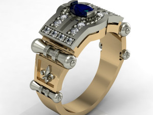 mens ring with gems 3D 打印模型