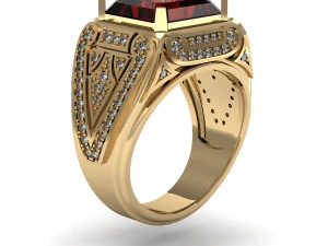 男士镶有宝石的戒指 3D 打印模型