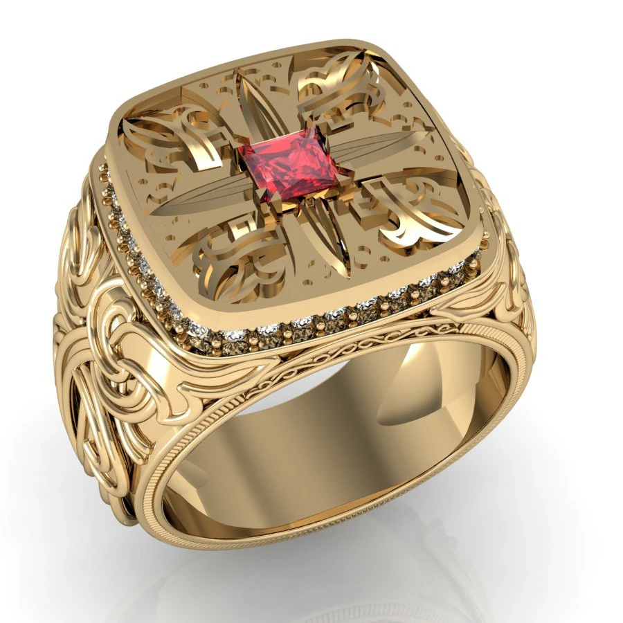 men ring with gem 3D Print Model .c4d .max .obj .3ds .fbx .stl .blend 