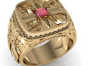 men ring with gem 3D Принт Модель