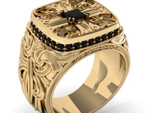 men ring with gem Modelo de impresión 3D