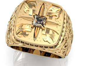 men ring with gem Modelo de impresión 3D